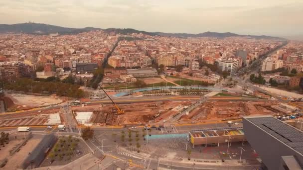 Vue Panoramique Aérienne Panoramique Sur Musée Design Barcelone Torres Glories — Video