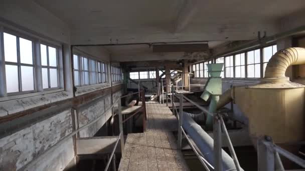 Old Ditinggalkan Pabrik Tepung Difilmkan Tingkat Atas — Stok Video