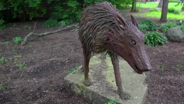 Footage Metal Wolf Statue School — Stock Video