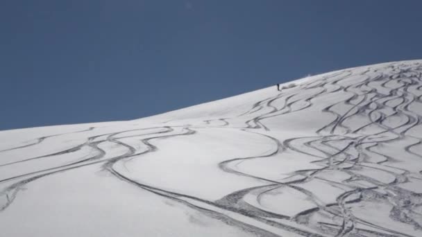 Heli Skifahrer Und Boarding Den Wunderschönen Himalaya Bergen Nur Mit — Stockvideo