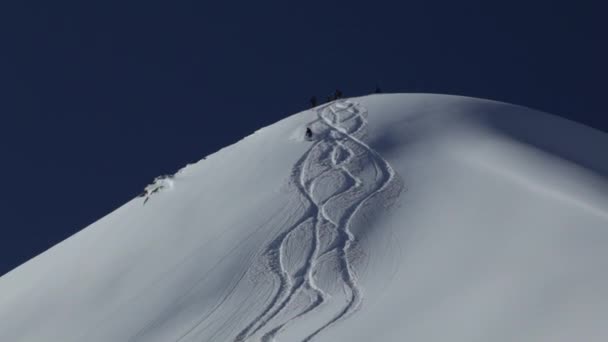 Heli Skifahrer Und Boarding Den Wunderschönen Himalaya Bergen Nur Mit — Stockvideo
