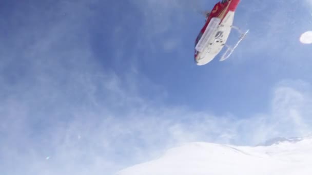 Hubschrauber Rahmen Eines Heli Ski Einsatzes Himalaya Roter Hubschrauber Kaschmir — Stockvideo