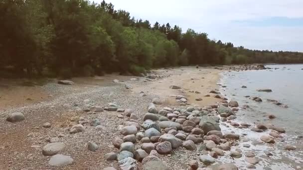 Drone Shot Van Kostenlijn Van Baltische Zee Estland — Stockvideo