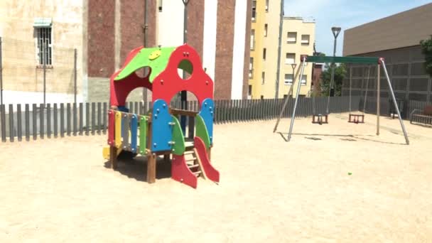 Sunny Playground Noon Barcelona — Stock Video