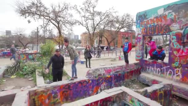 Graffiti Park Austin Texas Questo Parco Graffiti Della Comunità Stato — Video Stock