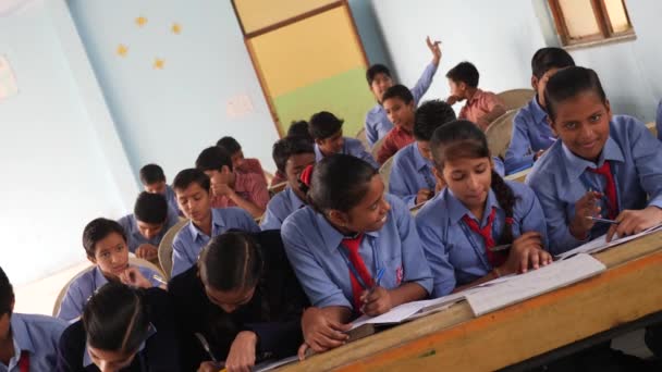 Indische Studentinnen Die Einem Klassenzimmer Chatten Und Lernen Sich Der — Stockvideo