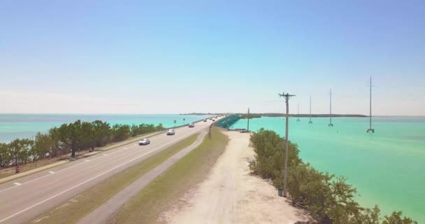 Drón Repül Víz Felett Florida Keys — Stock videók