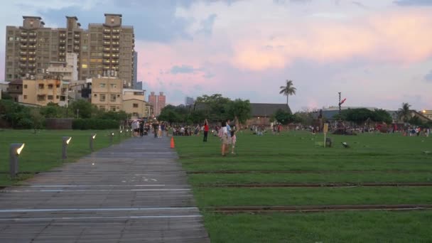 Mensen Activiteiten Een Park Kaoshiung Taiwan — Stockvideo
