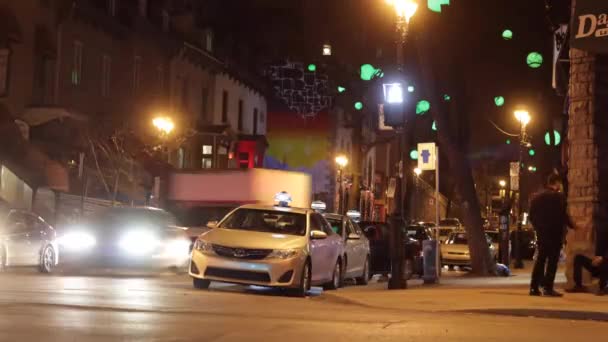 Upływ Czasu Ulicach Montrealu Wieczorem Nocy — Wideo stockowe