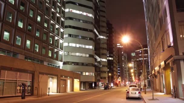 Time Lapse Una Strada Montreal Sera Notte — Video Stock