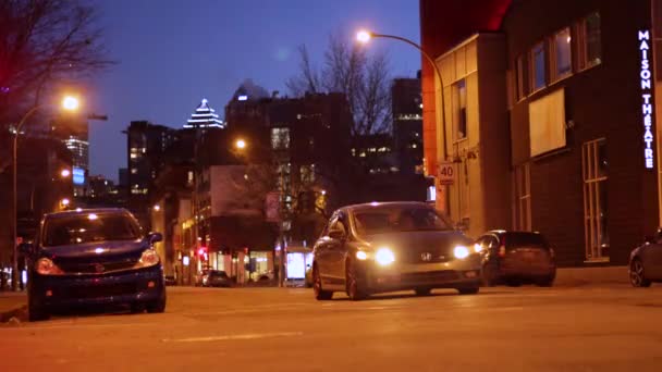 Time Lapse Une Rue Montréalaise Soir Nuit — Video