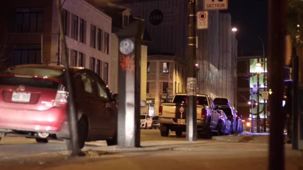 夜と夜のモントリオールの街のタイムラプス — ストック動画