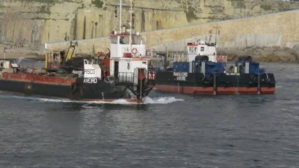 Лодки Тащащие Рыбацкую Гавань Деревне Эрисейра Португалия — стоковое видео