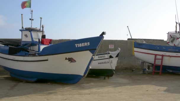 Fischerboote Fischerhafen Dorf Ericeira Portugal — Stockvideo