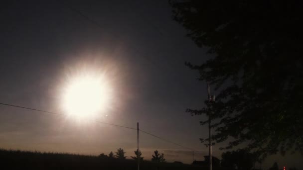 Éclatante Nuit Pleine Lune Dans Pays — Video