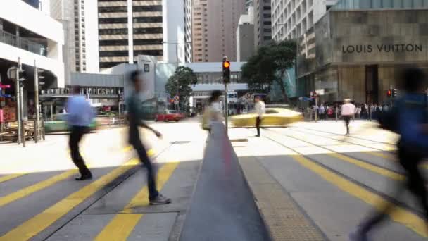 Hong Kong Straat Gevangen Met Een Lange Sluitertijd — Stockvideo