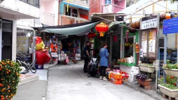Klip Hong Kong Seyahatimden Tayland Hong Kong Balıkçı Köyündeki Pazar — Stok video