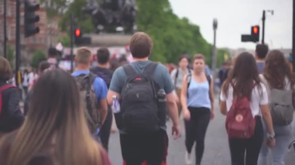 Ordinary Evening Close Big Ben People Walking Crossroads — Stock Video