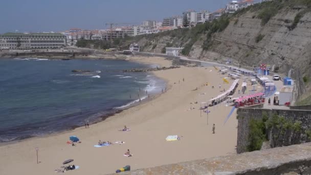 Vista Sulla Spiaggia Sud Del Villaggio Ericeira Portogallo — Video Stock