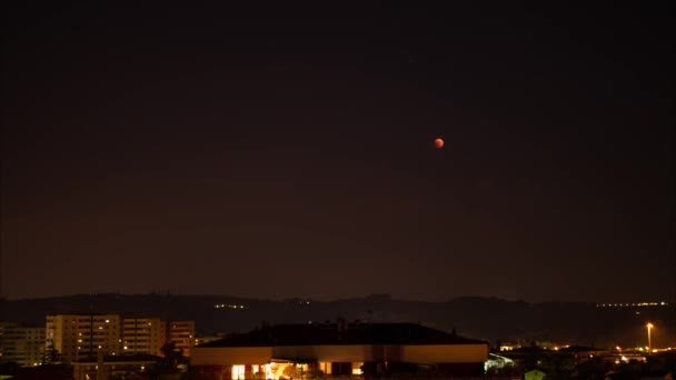 Hiperlapso Del Eclipse Lunar Completo Que Ocurrió Julio 2018 Capturado — Vídeo de stock