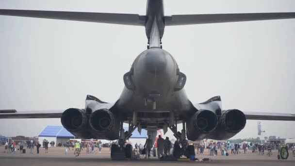 Rückansicht Eines Statischen Rockwell Lancer Bombers Der Air Force Beim — Stockvideo
