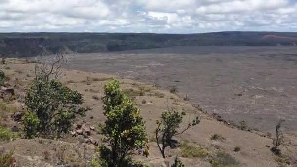 Panorama Van Vulkaan Kilauea Het Vulkaanpark Van Hawaï — Stockvideo