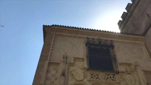 Panning Shot Sun Flare Building Seville Spain — Video Stock