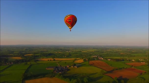 Drohne Eulengesicht Heißluftballon — Stockvideo