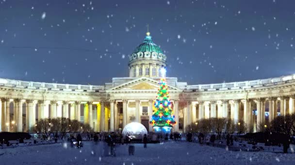 Dezember Petersburg Russland Bei Der Kathedrale Von Kasan — Stockvideo