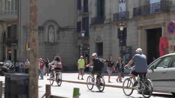 Pessoas Barcelona Filmagem Hora Dia — Vídeo de Stock