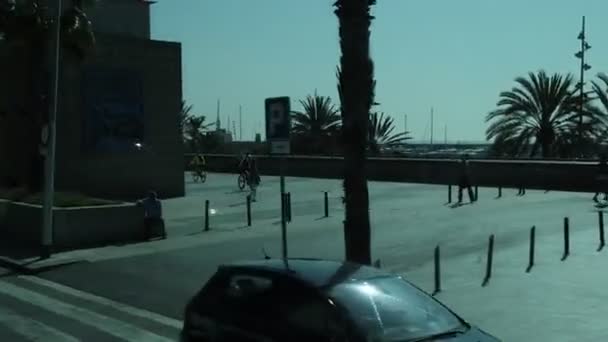 Reizen Met Bus Door Straten Van Barcelona — Stockvideo