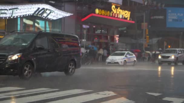 Beau Ralenti Circulation Par Jour Pluie New York — Video