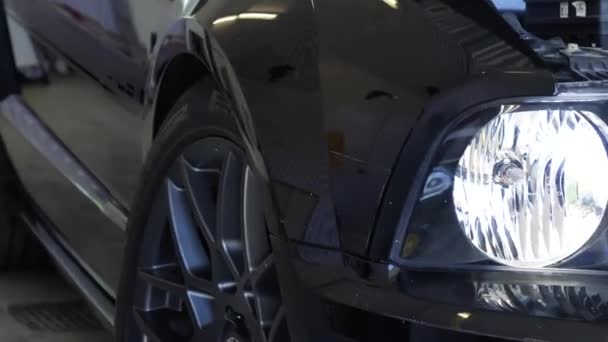 Front Licht Mustang Zwart — Stockvideo