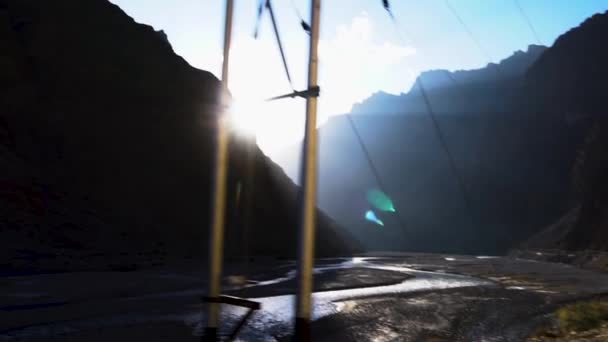 Spiti Valley Kall Öken Bergsdal Ligger Högt Himalaya Bergen Den — Stockvideo