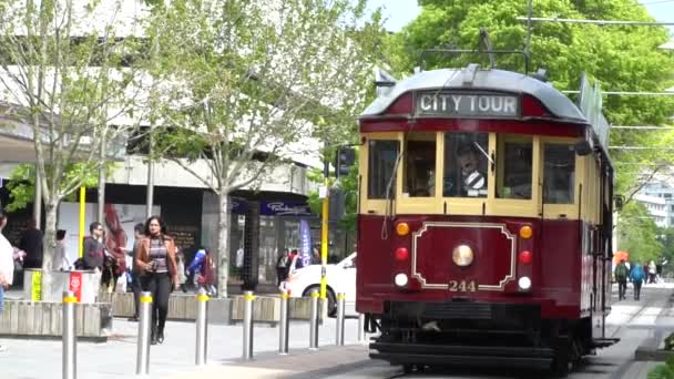 Tram Christchurch City Rallentatore — Video Stock