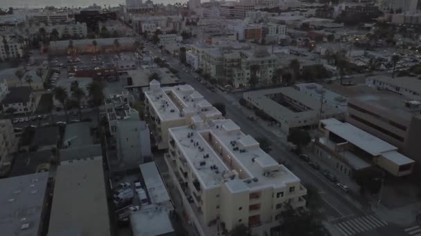 Volo Drone Santa Monica California Tramonto — Video Stock