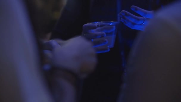 Party Goers Drinks Food — Stock Video
