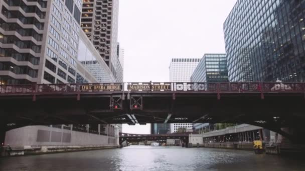 Chicago Skyline Dal Fiume — Video Stock