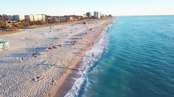 Letecký Pohled Podél Pobřeží Pláže Benátkách Florida — Stock video