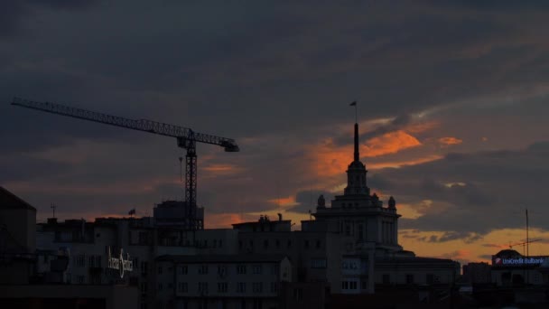 Sunset Timelapse Sobre Horizonte Ciudad Sofía Bulgaria Día Noche — Vídeos de Stock