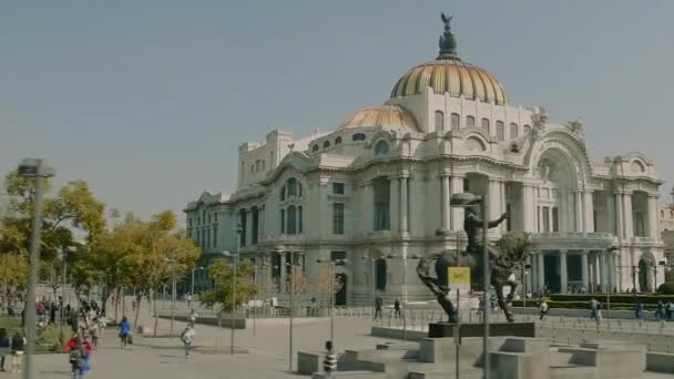 Gedreht Mit Kinoobjektiven Gebäude Von Bellas Artes Mexiko Stadt Morgen — Stockvideo