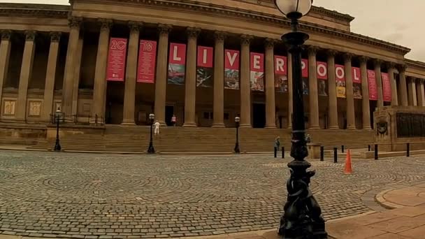 Panning Shot Georges Hall Liverpool Reino Unido — Vídeo de Stock