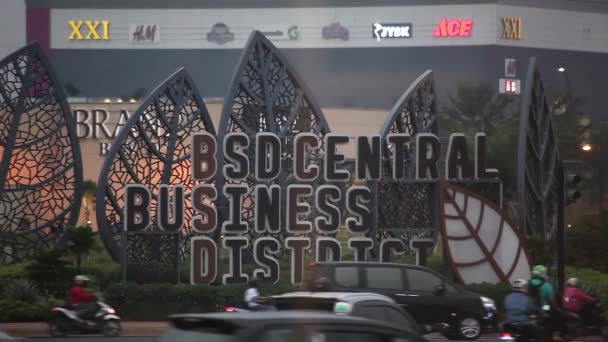 Bsd Bumi Serpong Damai Straßenschild Serpong Bsd Zentraler Geschäftsbezirk — Stockvideo