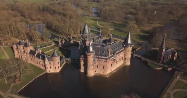 Schloss Haar Niederlande Drohnen Ansicht — Stockvideo