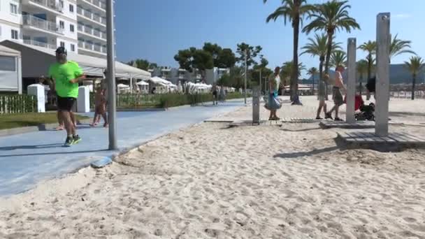 Ładny Czas Upływa Plaży Alcudia Palma Mallorca — Wideo stockowe