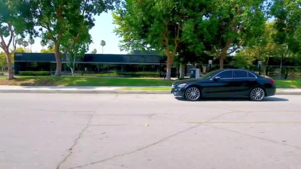 Side Footage Black Mercedes C300 Dji Drone — Stock Video