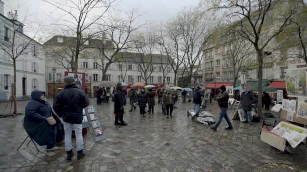 Παρισι Γαλλια Ιανουαριου 2018 Place Tertre Στη Διάσημη Περιοχή Της — Αρχείο Βίντεο