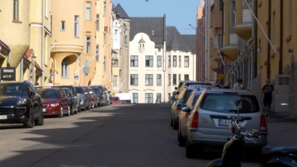 Vista Uma Rua Katajanokka Helsinki Finlândia — Vídeo de Stock