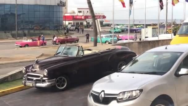 Staré Automobily Ulice Kubě Havana — Stock video