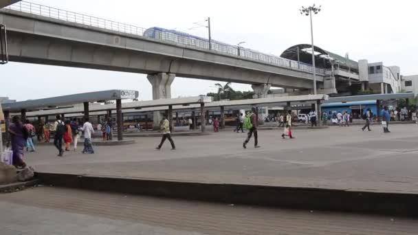 Chennai Mofussil Bus Terminus Cmbt Moderno Terminal Degli Autobus Outstation — Video Stock